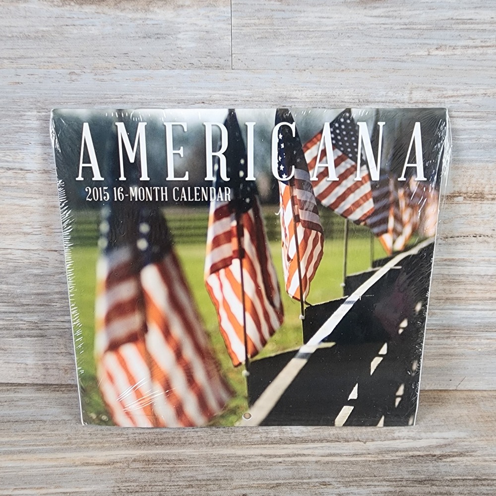 Americana 2015 16-Month Wall Calendar Patriotic Vintage Scenic Photography NEW